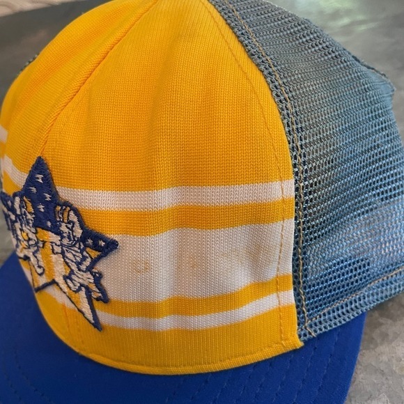 Vintage Sacramento Patch Snapback Trucker Hat USA Retro Blue Yellow Football - Picture 4 of 15